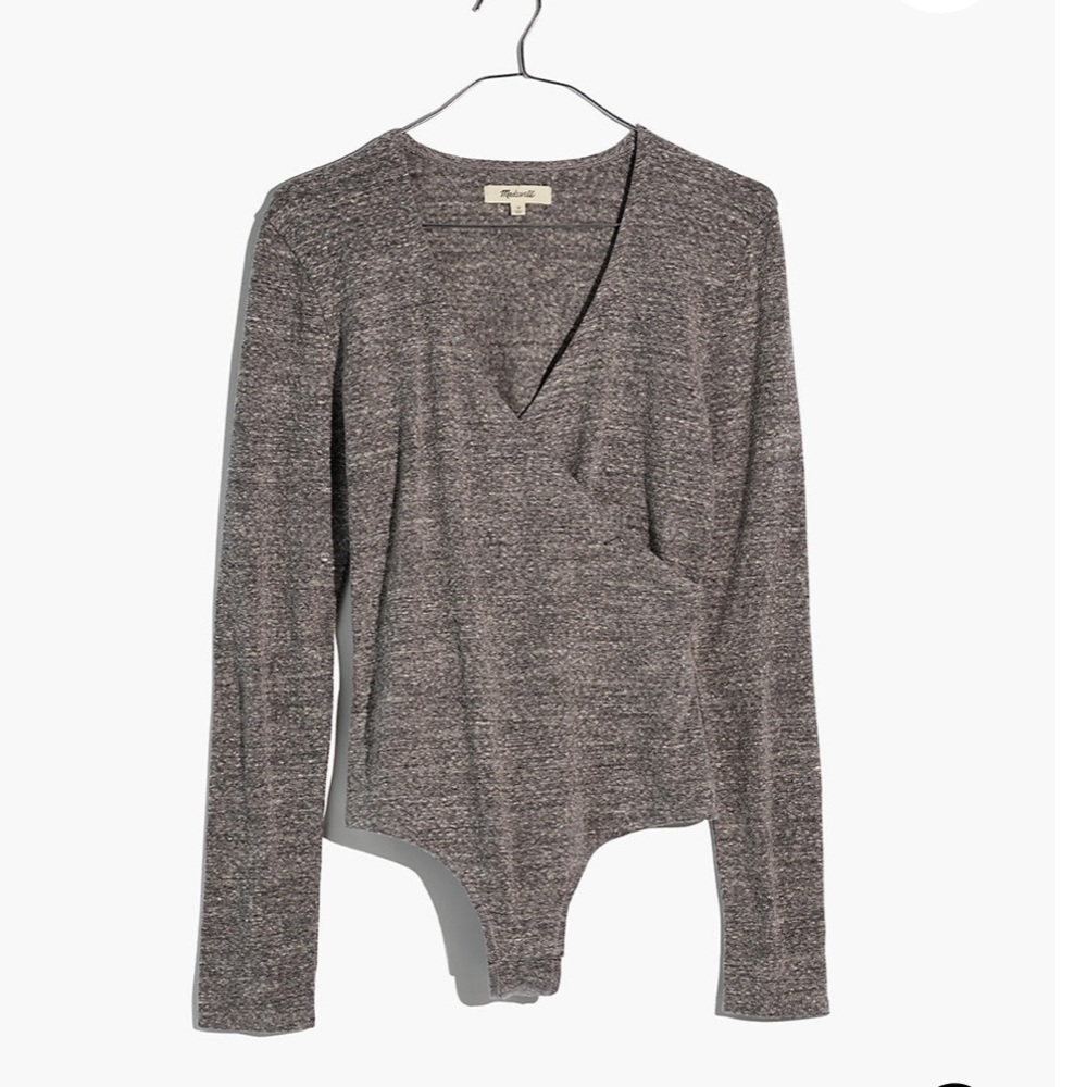 Madewell Wrap Bodysuit Heather Gray Size M